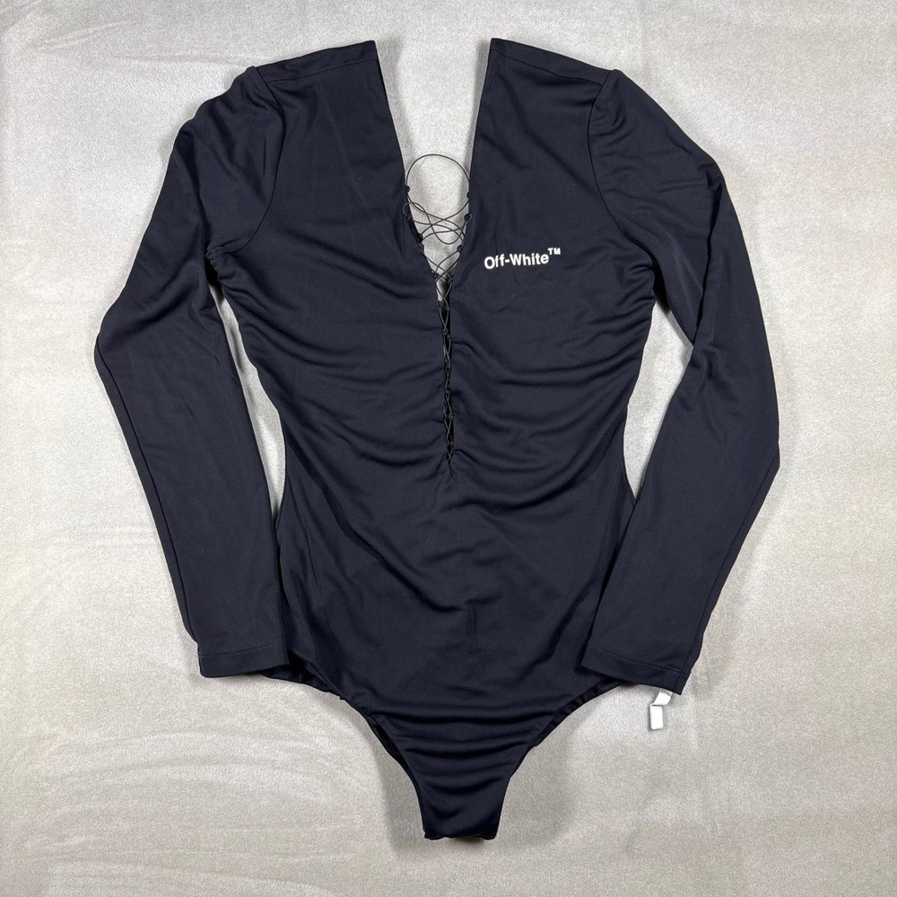 Off-White Virgil Abloh 2013 Lace Up Long Sleeve Bodysuit Black Size 42 Rare